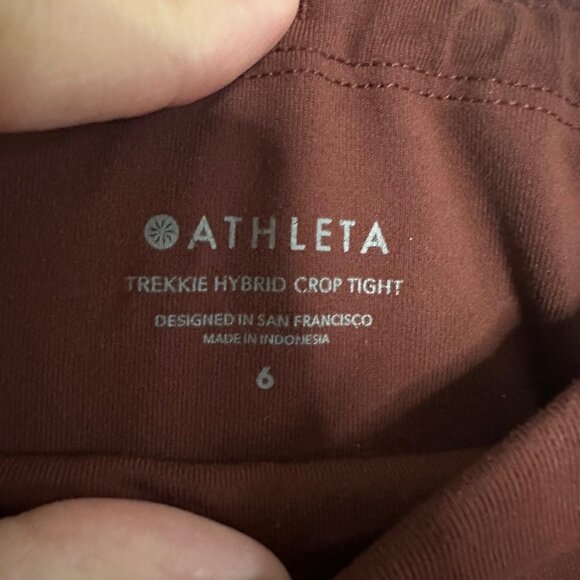 Athleta Trekkie Hybrid Crop Tight Trail Pants Cognac Brown Women's Size 6 - Picture 5 of 8
